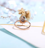 Vintage Salt and Pepper Diamond Engagement Ring Rose Gold ring | Pear shaped Bridal ring | Art deco Wedding Ring | Anniversary Promise ring