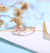 Vintage Moissanite wedding band women band | rose gold Diamond band | bridal ring |unique curved wedding ring| promise ring anniversary band