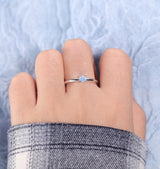 Moonstone Engagement ring white gold women | Solitaire Bridal ring | Unique wedding jewelry | Vintage promise ring anniversary gift for her
