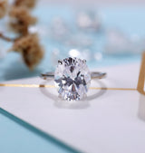 Vintage Moissanite/CZ Engagement Ring Women | Unique wedding ring white gold | Antique Bridal jewelry | Anniversary promise gift for her