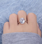 Vintage Moissanite/CZ Engagement Ring Women | Unique wedding ring white gold | Antique Bridal jewelry | Anniversary promise gift for her
