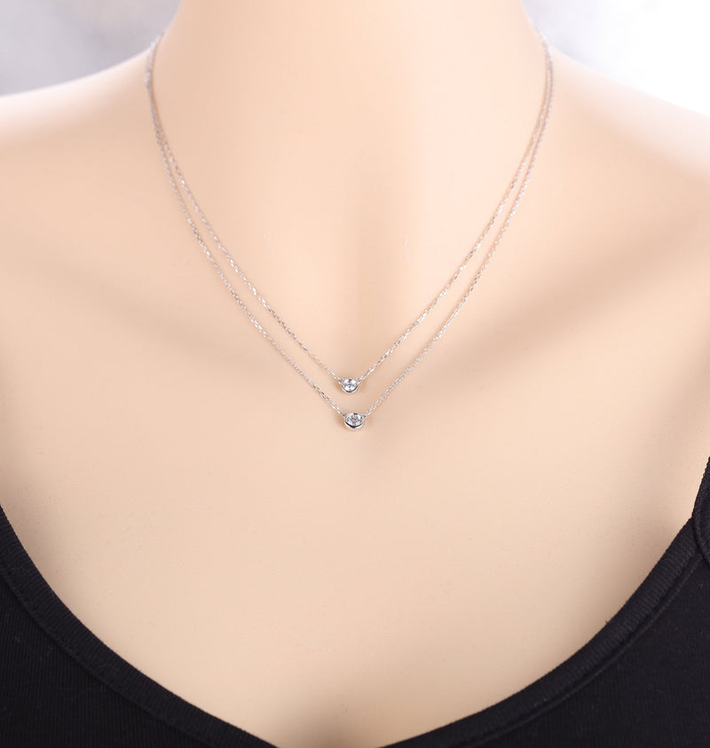 Diamond solitaire necklace women | Delicate Solitaire Necklace | Unique Jewelry | 14k Solid gold necklace | Anniversary gift for her