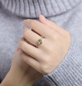 Citrine Engagement Ring Women White Gold | Heart cut Bridal Jewelry | Vintage Moissanite wedding ring| Promise ring Anniversary Gift for Her