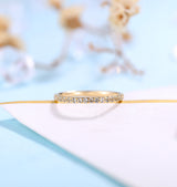 Vintage Aquamarine Wedding Band | Art deco eternity Band stacking Rose gold Band | Unique ring matching Band Bridal ring | Anniversary ring