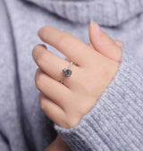 Black Rutilated Quartz Engagement Ring Women | Rose Gold Band Women |Pear shaped bridal ring |Moissanite wedding jewelry|Vintage Anniversary