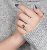Black Rutilated Quartz Engagement Ring Set | Rose Gold Diamond ring | Antique Half Eternity Bridal Set | Pear cut wedding ring | Anniversary