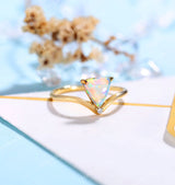 Art deco Opal Engagement Ring Women Yellow Gold | Antique Diamond Bridal Jewelry | Vintage triangle Promise Ring Anniversary Gift for Her