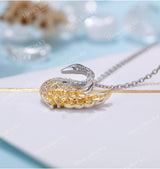Diamond Pendant necklace women | Charm micro pave Swan Necklace | Unique Jewelry | Solid yellow gold necklace | Anniversary gift for her