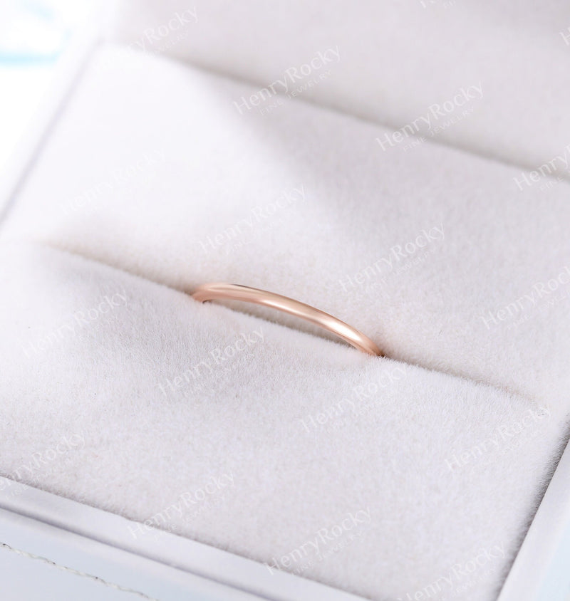 Dainty rose gold wedding band women | Vintage stacking matching bridal ring | unique thin jewelry | promise ring anniversary gift for her