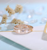 1 PC Vintage Moissanite Engagement Band Women | rose gold band | Bridal band | Unique wedding band | Art deco promise Anniversary ring