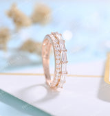 1 PC Vintage Moissanite Engagement Band Women | rose gold band | Bridal band | Unique wedding band | Art deco promise Anniversary ring