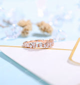Antique Wedding Band Rose Gold Women | Vintage CZ Stacking Matching Art deco Jewelry | Unique Promise Ring | Anniversary Gift for her