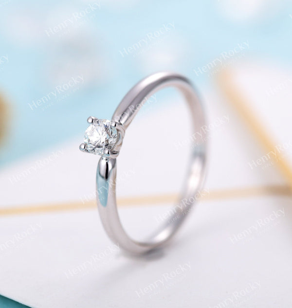 Moissanite Engagement ring white gold women | Gemstone Solitaire Bridal ring | Unique jewelry | promise ring anniversary gift for her