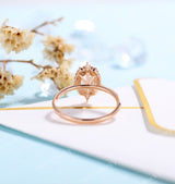 Antique Moonstone engagement ring rose gold women | Vintage floral wedding ring |  Unique jewelry Bridal ring | Anniversary gift for her