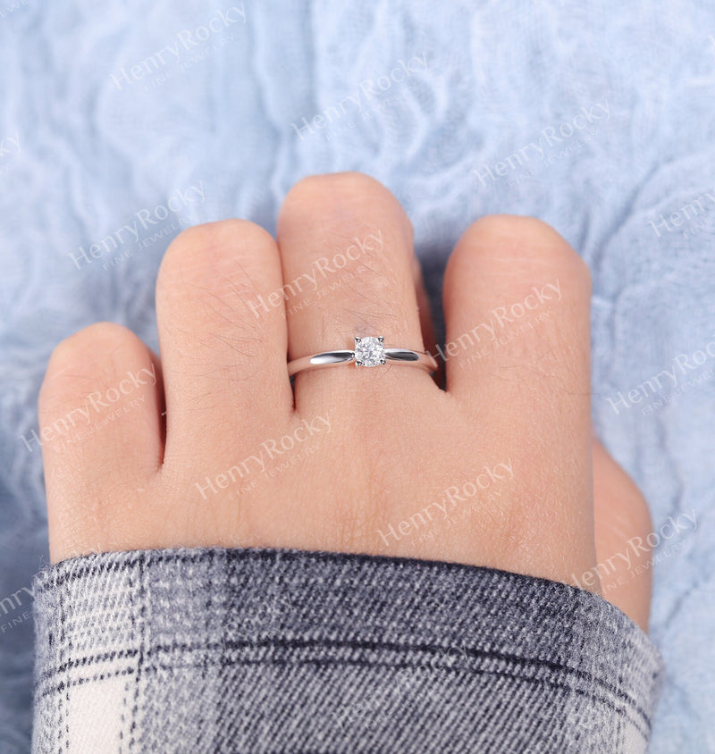 Moissanite Engagement ring white gold women | Gemstone Solitaire Bridal ring | Unique jewelry | promise ring anniversary gift for her