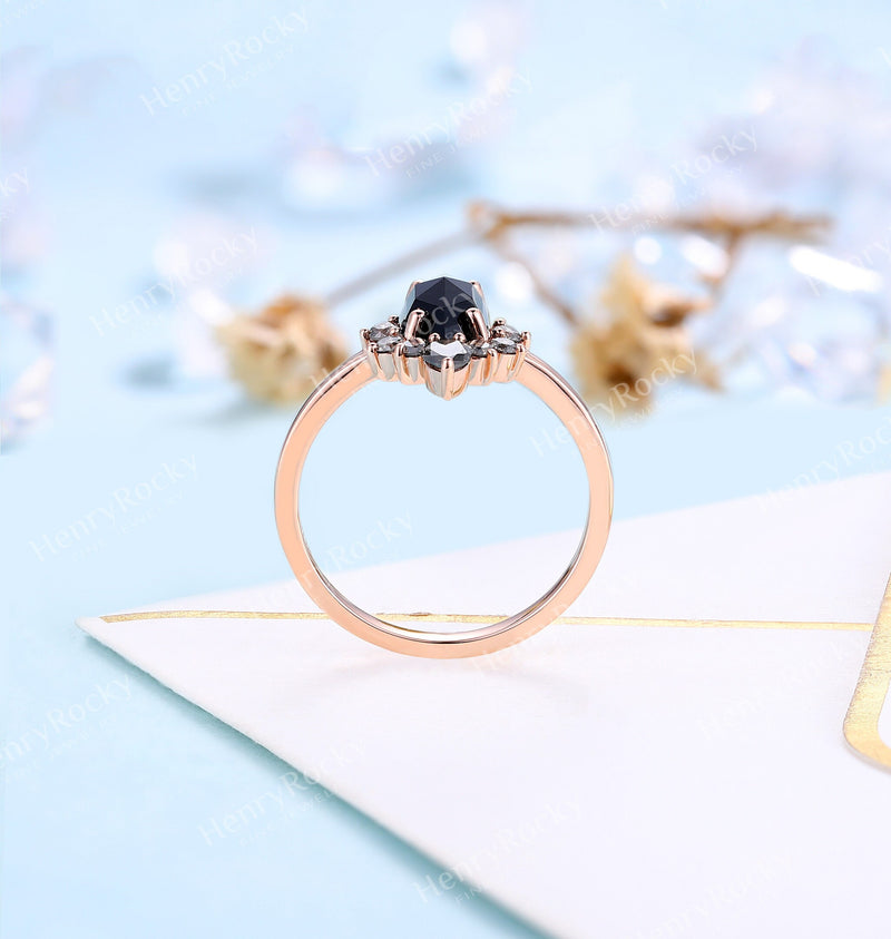Black Diamond Wedding Rings In Oval And Marquise Shape 18k Rose Gold 1.60  Ct at Rs 58600/piece | Oval Shape Diamond in Surat | ID: 2849076684448